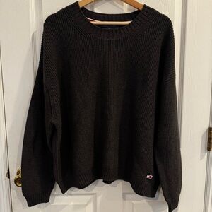 Tommy Hilfiger Men’s XL Charcoal/Black Waffle Knit Crewneck Cotton Sweater